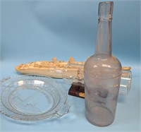 Prescott 1776 Glass Dish, Glass Ship, Bottle, More