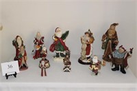 COLLECTABLE SANTA FIGURINES, TALLEST IS 17"