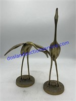 Pair of Vintage Egret Crane Brass Figurines