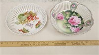 (2) Hand Painted Bavarian Cut Out Bowls