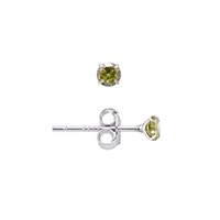 Classic Round .20ct Peridot Tiny Earrings