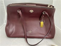 Coach Burgundy Leather Turnlon Charlie Carryall To