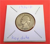 1936-D Washington 25 Cent Coin