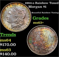 1884-o Rainbow Toned Morgan $1 Grades Select+ Unc