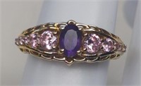 Sterling Gold Tone Vintage Style Amethyst