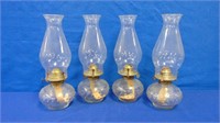 (4) Matching Glass Oil Lamps