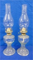 Pair Of Small Matching Oil Lamps