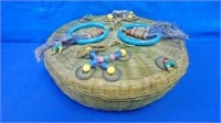 Vintage Pattern Basket With Oriental Coins