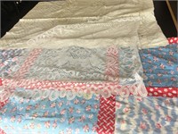 Vintage Quilts &  Lace Table Cover