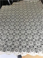 104"x96' Handmade Crocheted Lace Doily Tablecloth