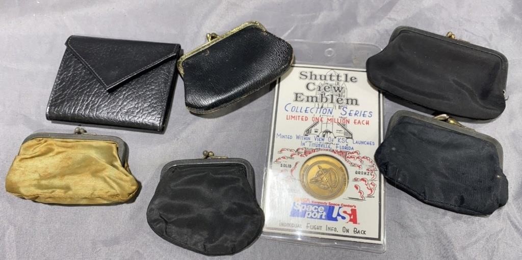 Vtg Change Purses & NASA Medallion