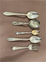 4 Sterling Silver Spoons & 1Fork