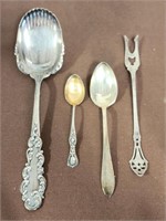 3 Sterling Silver Spoons & 1 Fork #64