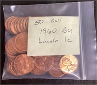 1960 Lincoln pennies --50 total