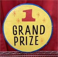 18" round Grand Prize hand painted wood sign