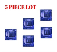 Genuine 1.5mm Square Blue Sapphire 5pc