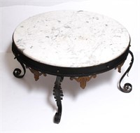 Circular Wrought Iron Marble Top Low Table