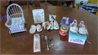 ANTIQUE INFANT BABY SHOES- ANTIQUE BABY SPOONS-