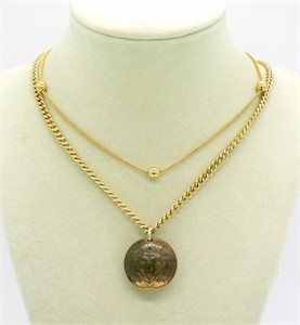 Unusual Coin Pendant with 2 Necklaces