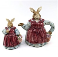 Rabbit Teapot and Sugar Bowl