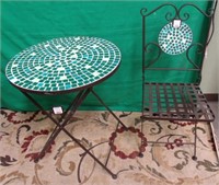 GREEN MOSAIC TABLE AND CHAIR