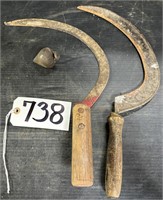 2 Farm Corn Knives & Plumb Bob