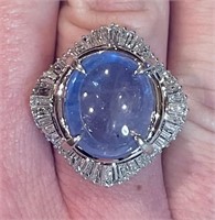 GIA Platinum 19.36 cts Sapphire & Diamond Ring