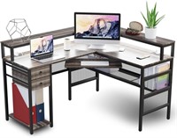 GentProd L-Shaped Computer Desk,Brown/Black