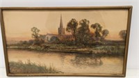 Signed D. Sherrin Antique Watercolour 18.5x10.5"