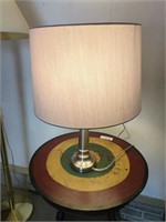 Table Lamp w/ Light Gay Shade - works