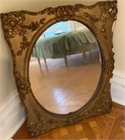 Antique Hanging Mirror with Gold Colored Frame