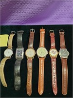 Lot of 6 Leather Band Watches
