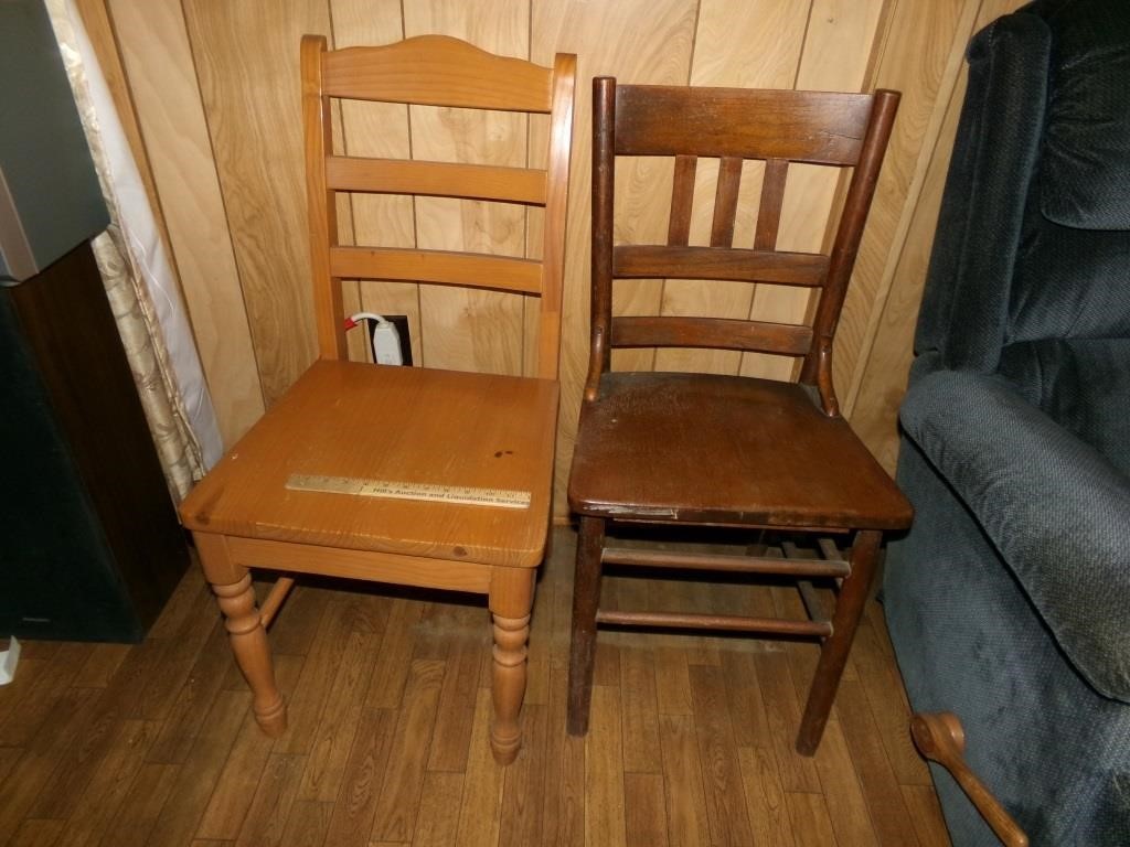 Two Brown Wooden Chairs