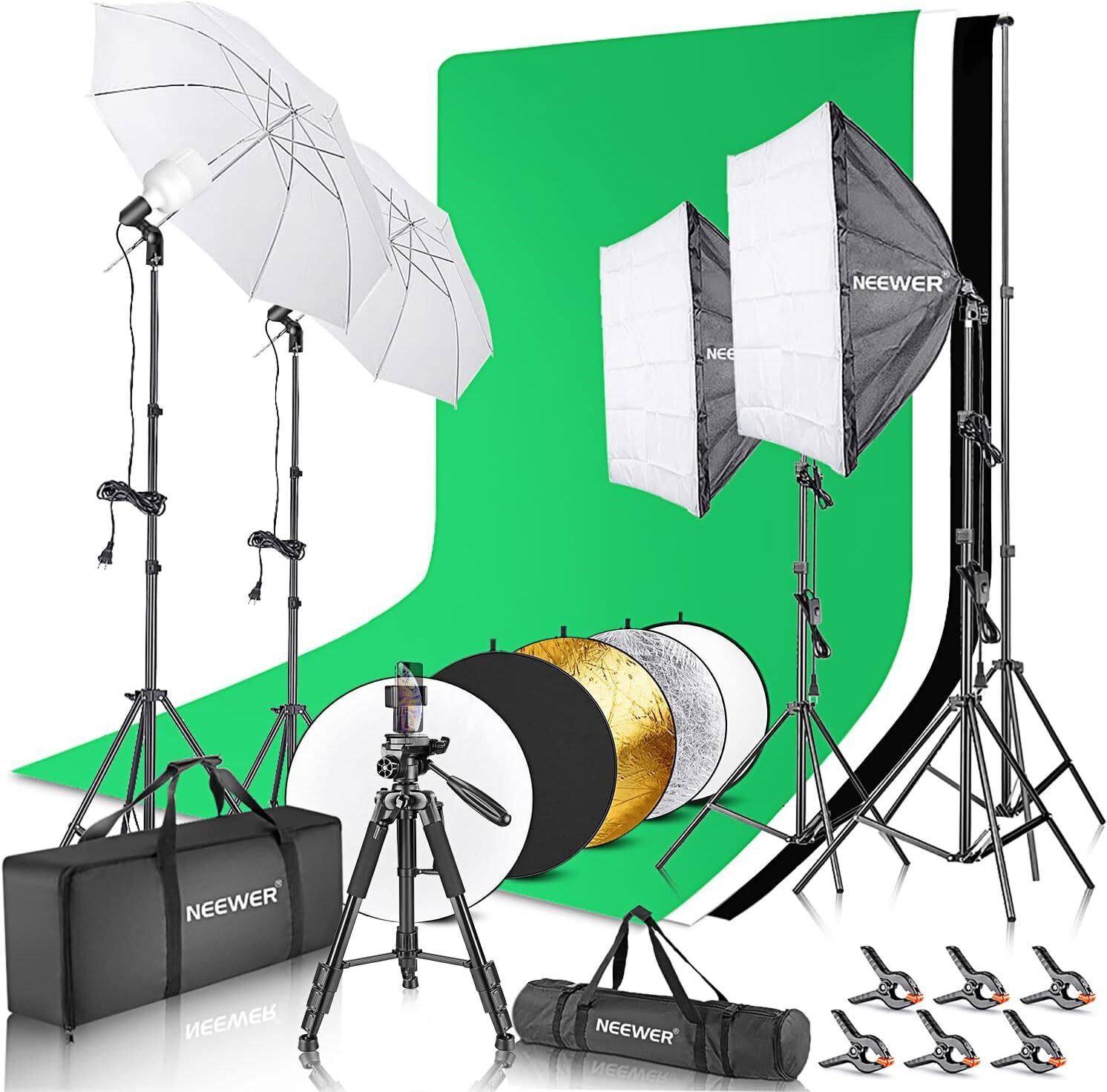 NEEWER Lighting Kit with 8.5ftx10ft Backdrop