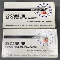 100 rnds Winchester .30 Carbine Ammo