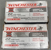 100 rnds Winchester .22 Mag Ammo