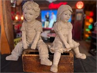 Pair of 20” Tall Ceramic Boy & Girl