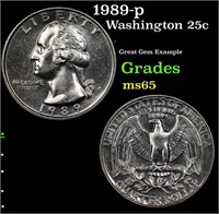 1989-p Washington Quarter 25c Grades GEM Unc