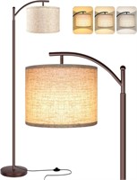 Floor Lamp  LED Bulb  Beige Shade - Bronze