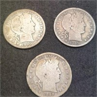 1898, 1900, 1915-S Barber Half Dollars