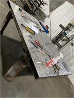 Large metal table, approximately 37 inches tall