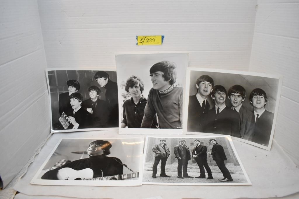 Five Vintage Collectible Beatles Photos