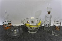 Vintage Glass Bowls, Carafe, Decanter, Pitcher