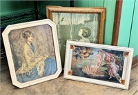 3 Pc Vintage Framed Art Lot - Check pics, some