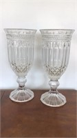 Two heavy lead glass vases each 14’’ tall