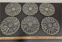 (6) Glass Sunflower Plates w Cup Holder- No Cups