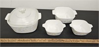 (4) Corning Ware Pastel Bouquet Dishes- 1 w Lids