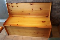 Pine Bench with Storage/Cushion 46Wide
