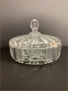Clear Glass Covered Candy Dish