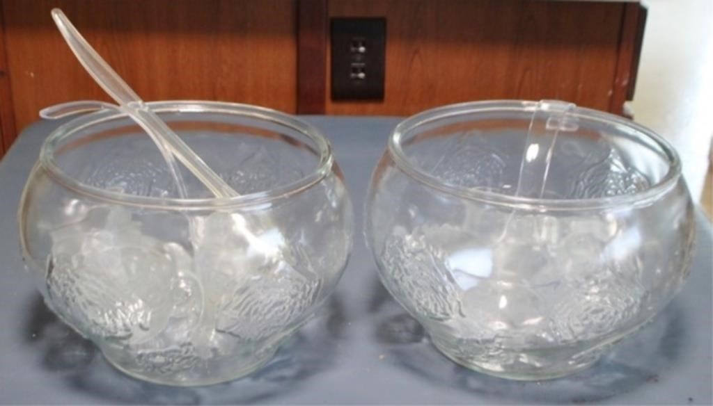 Lot of 2 Punch Bowls with Cups and Ladles
